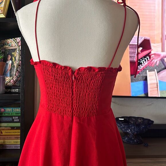 Lulus Size Small Red Flowy Dress Fit & Flare - Picture 6 of 7